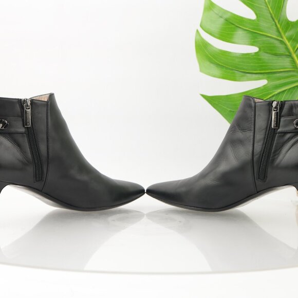 Aquatalia Womens Selina Boot Size 9 Black Pointed Kitten Heel Bootie Chain Link - Picture 7 of 11